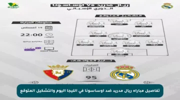 تفاصيل مباراة ريال مدريد ضد أوساسونا في الليجا اليوم والتشكيل المتوقع